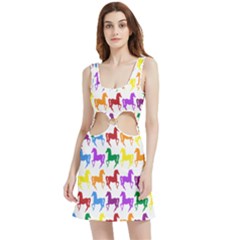 Colorful Horse Background Wallpaper Velour Cutout Dress