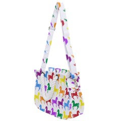 Colorful Horse Background Wallpaper Rope Handles Shoulder Strap Bag
