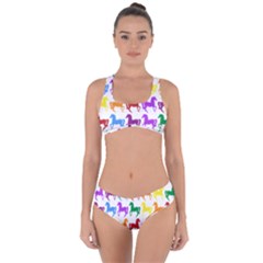 Colorful Horse Background Wallpaper Criss Cross Bikini Set
