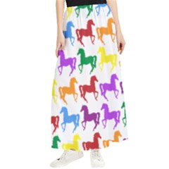 Colorful Horse Background Wallpaper Maxi Chiffon Skirt