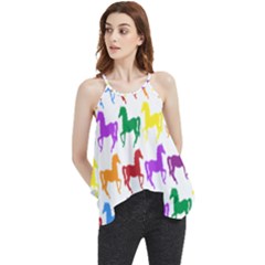 Colorful Horse Background Wallpaper Flowy Camisole Tank Top