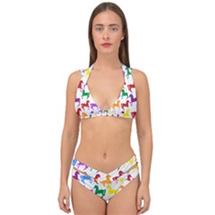 Colorful Horse Background Wallpaper Double Strap Halter Bikini Set by Amaryn4rt
