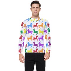 Colorful Horse Background Wallpaper Men s Long Sleeve Rash Guard by Amaryn4rt