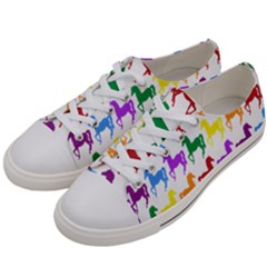 Colorful Horse Background Wallpaper Women s Low Top Canvas Sneakers
