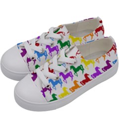 Colorful Horse Background Wallpaper Kids  Low Top Canvas Sneakers