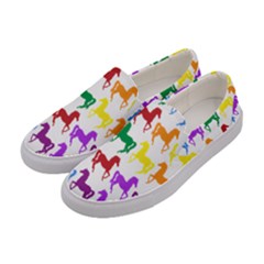 Colorful Horse Background Wallpaper Women s Canvas Slip Ons