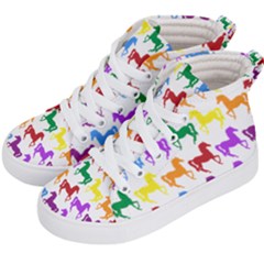 Colorful Horse Background Wallpaper Kids  Hi-top Skate Sneakers by Amaryn4rt