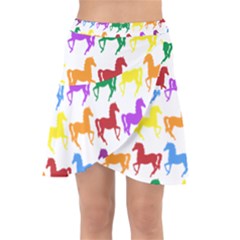 Colorful Horse Background Wallpaper Wrap Front Skirt