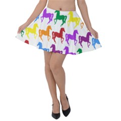 Colorful Horse Background Wallpaper Velvet Skater Skirt