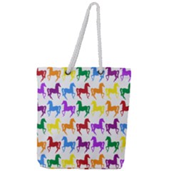Colorful Horse Background Wallpaper Full Print Rope Handle Tote (Large)