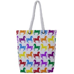 Colorful Horse Background Wallpaper Full Print Rope Handle Tote (Small)