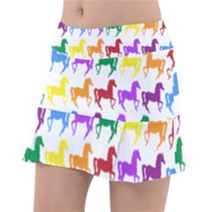 Colorful Horse Background Wallpaper Classic Tennis Skirt