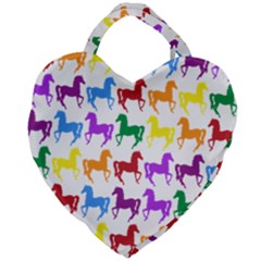 Colorful Horse Background Wallpaper Giant Heart Shaped Tote
