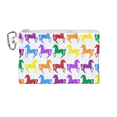 Colorful Horse Background Wallpaper Canvas Cosmetic Bag (Medium)