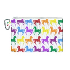Colorful Horse Background Wallpaper Canvas Cosmetic Bag (Large)