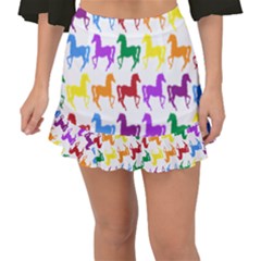 Colorful Horse Background Wallpaper Fishtail Mini Chiffon Skirt