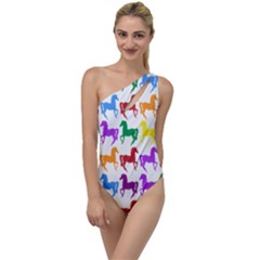 Colorful Horse Background Wallpaper To One Side Swimsuit