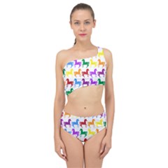 Colorful Horse Background Wallpaper Spliced Up Two Piece Swimsuit
