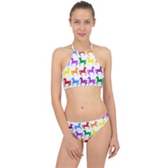 Colorful Horse Background Wallpaper Halter Bikini Set