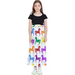 Colorful Horse Background Wallpaper Kids  Flared Maxi Skirt