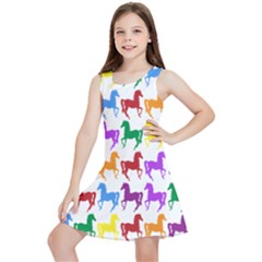 Colorful Horse Background Wallpaper Kids  Lightweight Sleeveless Dress
