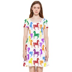 Colorful Horse Background Wallpaper Inside Out Cap Sleeve Dress