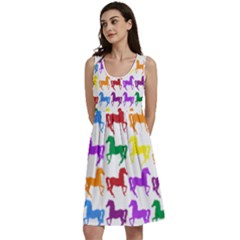 Colorful Horse Background Wallpaper Classic Skater Dress