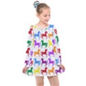 Colorful Horse Background Wallpaper Kids  Long Sleeve Dress View1