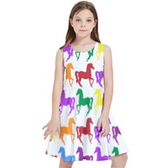 Colorful Horse Background Wallpaper Kids  Skater Dress
