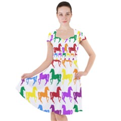 Colorful Horse Background Wallpaper Cap Sleeve Midi Dress