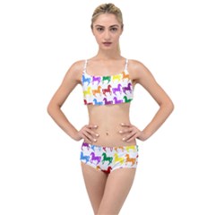 Colorful Horse Background Wallpaper Layered Top Bikini Set
