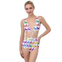 Colorful Horse Background Wallpaper Tied Up Two Piece Swimsuit
