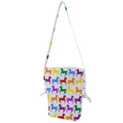 Colorful Horse Background Wallpaper Folding Shoulder Bag