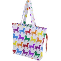 Colorful Horse Background Wallpaper Drawstring Tote Bag