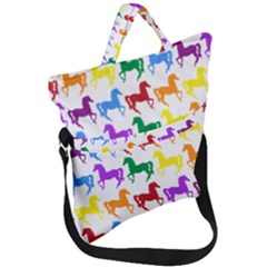 Colorful Horse Background Wallpaper Fold Over Handle Tote Bag