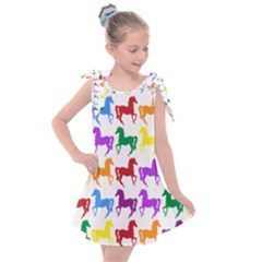 Colorful Horse Background Wallpaper Kids  Tie Up Tunic Dress