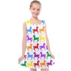 Colorful Horse Background Wallpaper Kids  Cross Back Dress