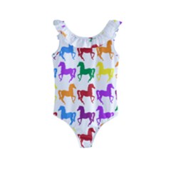 Colorful Horse Background Wallpaper Kids  Frill Swimsuit