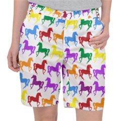 Colorful Horse Background Wallpaper Women s Pocket Shorts