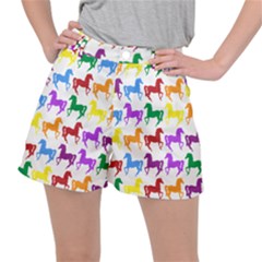 Colorful Horse Background Wallpaper Women s Ripstop Shorts