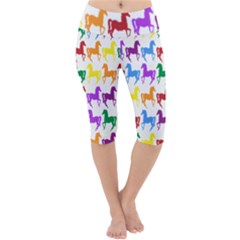 Colorful Horse Background Wallpaper Lightweight Velour Cropped Yoga Leggings