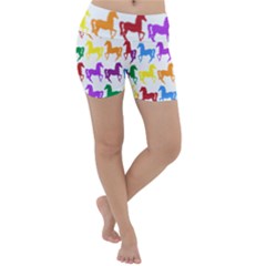 Colorful Horse Background Wallpaper Lightweight Velour Yoga Shorts