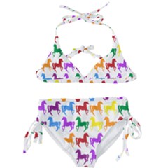 Colorful Horse Background Wallpaper Kids  Classic Bikini Set