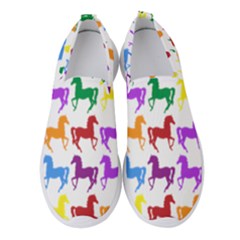 Colorful Horse Background Wallpaper Women s Slip On Sneakers
