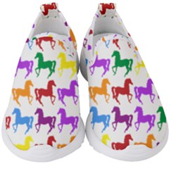Colorful Horse Background Wallpaper Kids  Slip On Sneakers