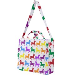 Colorful Horse Background Wallpaper Square Shoulder Tote Bag