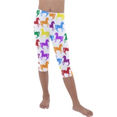 Colorful Horse Background Wallpaper Kids  Lightweight Velour Capri Leggings 