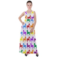 Colorful Horse Background Wallpaper Empire Waist Velour Maxi Dress