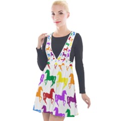 Colorful Horse Background Wallpaper Plunge Pinafore Velour Dress