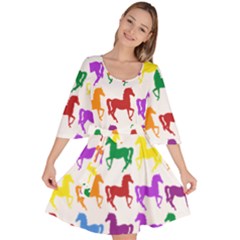 Colorful Horse Background Wallpaper Velour Kimono Dress
